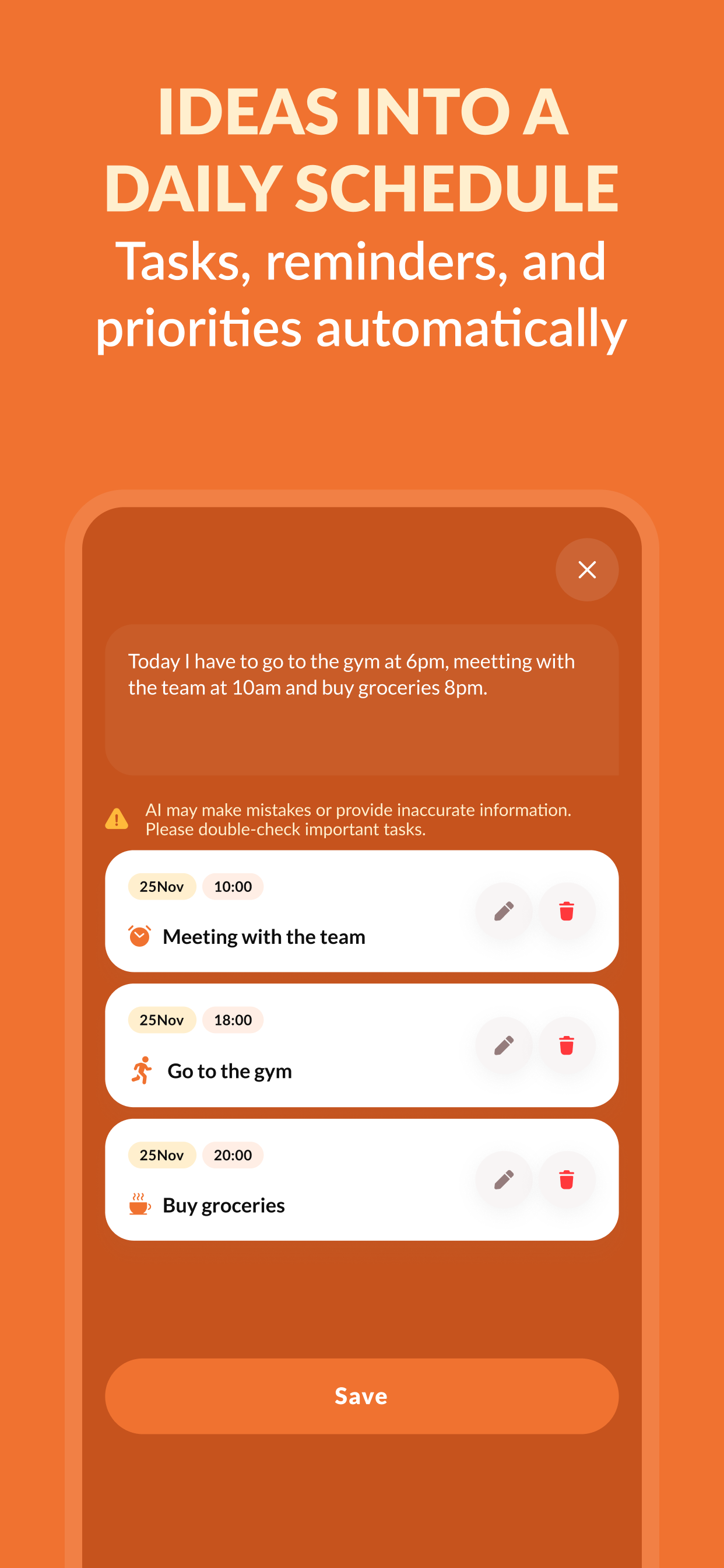 AI creates tasks from your description