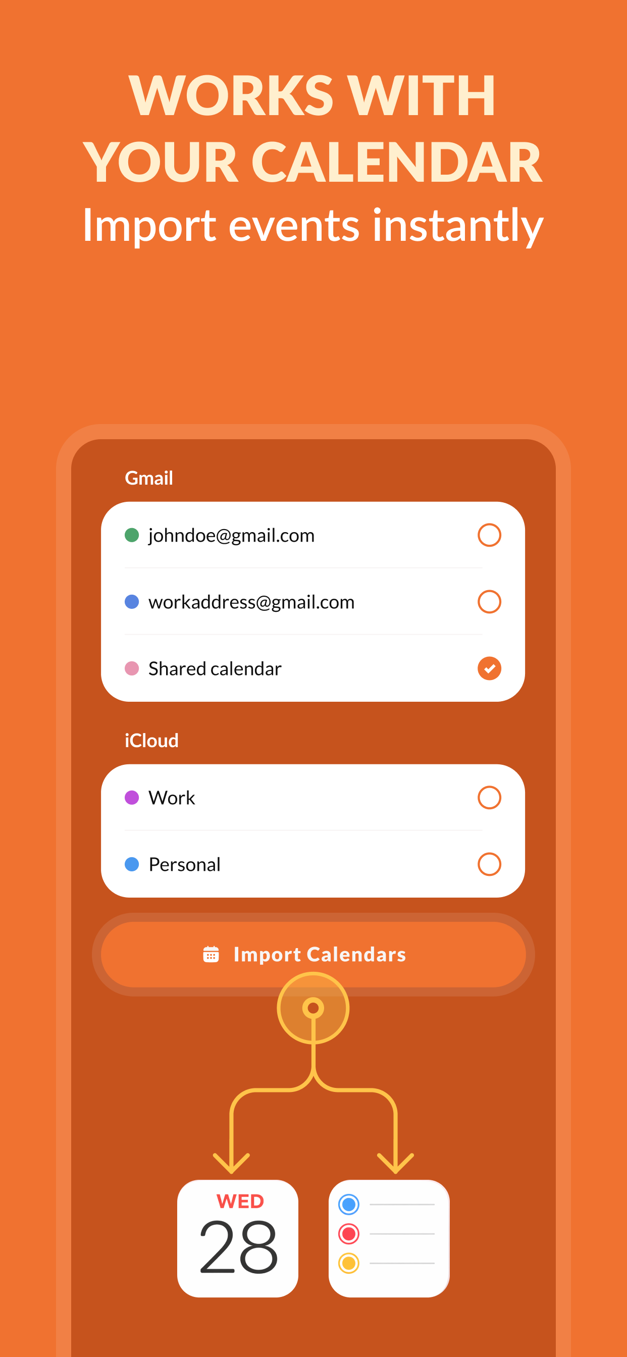 Import your calendar events