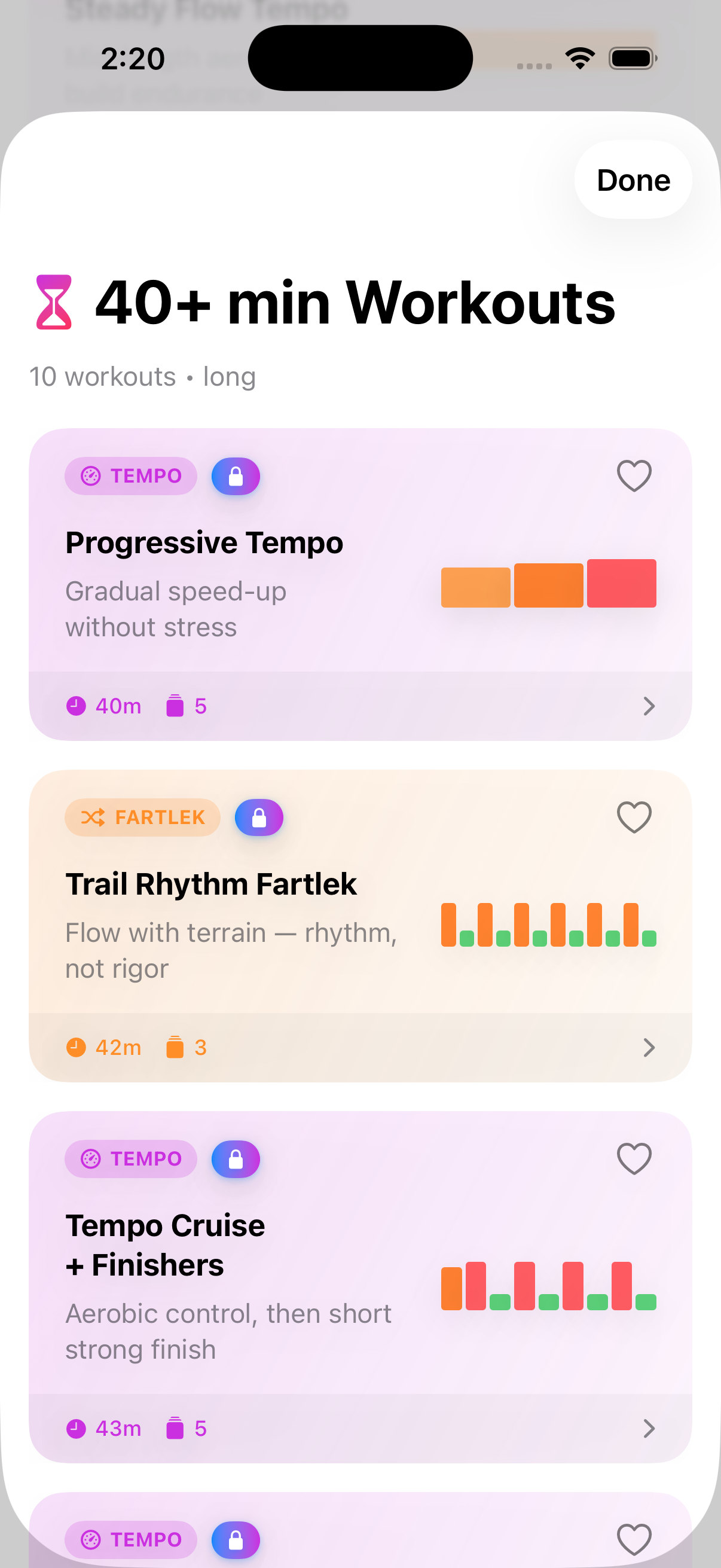 15+ pre-built workouts